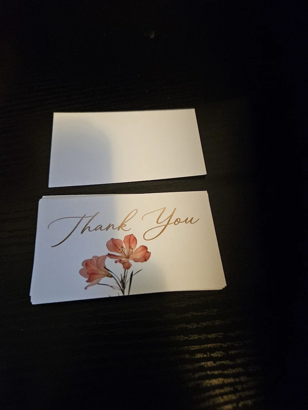 Thank You Floral Folded Note Cards - Peach Flower